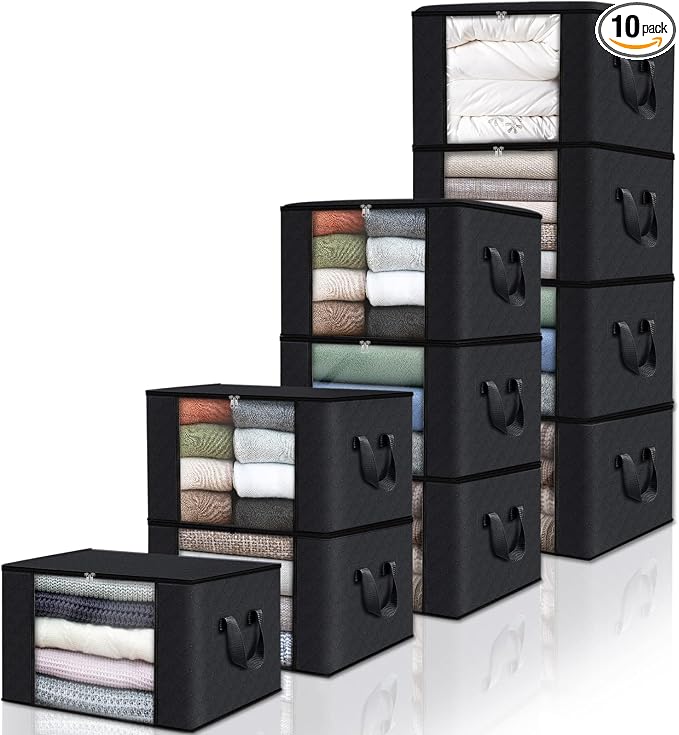 10 Pack Storage Bags for Clothes Blanket Storage Bins by Fabtotes