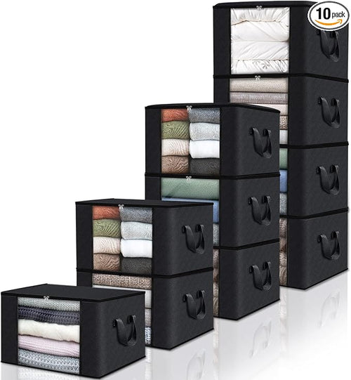 10 Pack Storage Bags for Clothes Blanket Storage Bins by Fabtotes