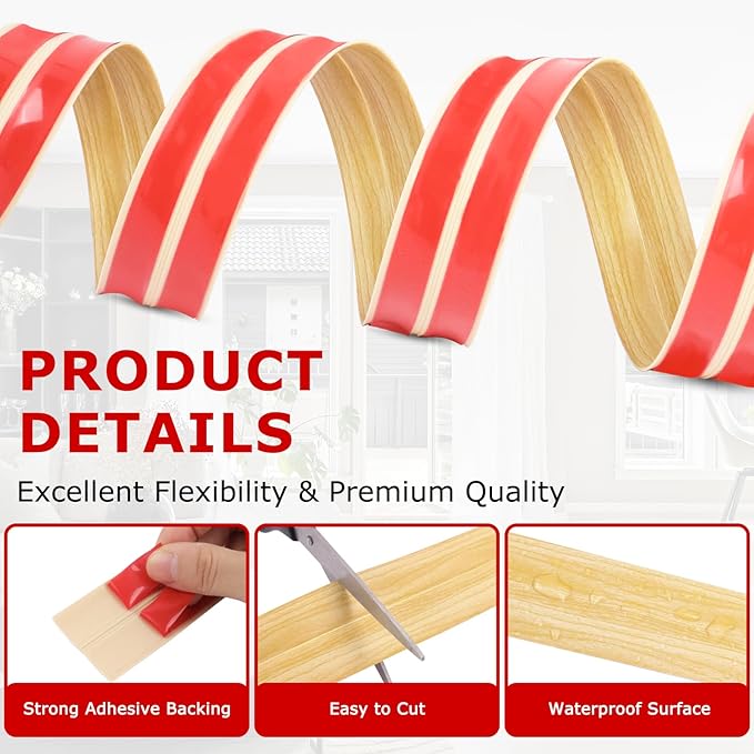 Flexible Wall Corner Protector Moulding Trim Peel and Stick Wall Corner Guards Edge Protector Self Adhesive Molding Trim Strip for Edge Ceiling (Original Wood Grain, 0.8 in x 40 Ft)