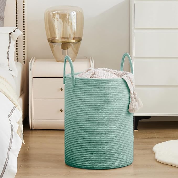 YOUDENOVA Cotton Rope Laundry Hamper Basket, 58L Blanket Basket - Image 5