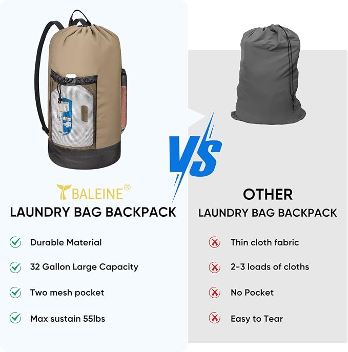 BALEINE 150L Laundry Bag Backpack, 900D Oxford Fabric Large Travel Laundry Bags - Image 6