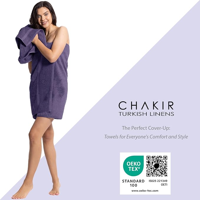 Chakir Turkish Linens 100% Cotton 2-Pack Bath Sheets 35x70, Plum | Premium - Image 4