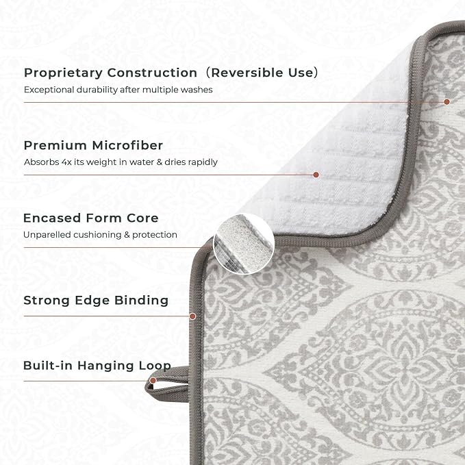 FRESHMINT Dish Drying Mats 2 Pack, Modern Medallion | Quick Dry, Ultra Absorbent - Image 3