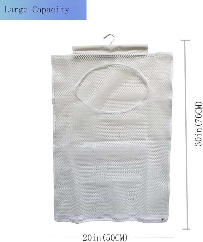 Hanging Mesh Laundry Hamper Large Dirty Clothes Bag - Image 2