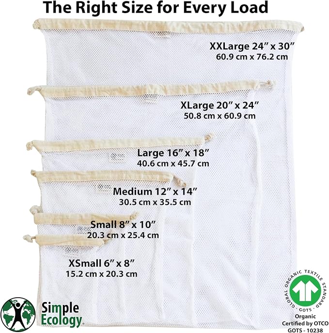 Simple Ecology Organic Cotton Mesh Laundry Bag – X-Large 2-Pack - Image 2