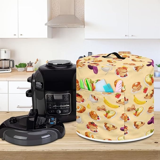 Cute Food Pattern Kitchen Appliance Cover for 8 qt Pressure Cooker,Small Appliance Dust Cover for Electric Pressure Cooker/Air Fryer/Rice Cooker/Steamer/Toaster/Oven,Washable