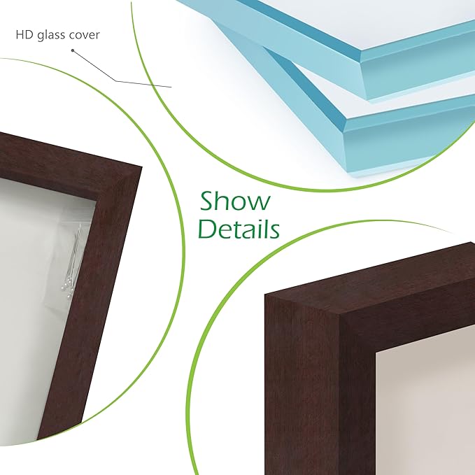 FrameWorks 12" x 18" Mahogany Wooden Shadow Box Frame – Soft Felt Back, Tempered Glass, and Included Elegant White Ball Push Pins