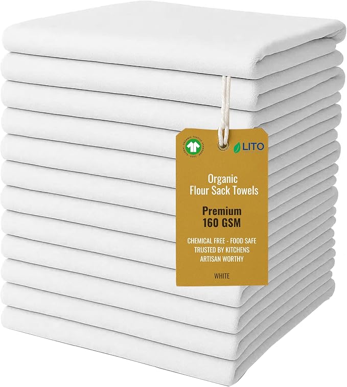 GOTS Certified 100% Organic Cotton Flour Sack | Tea Towel by LITOLinenandTowel