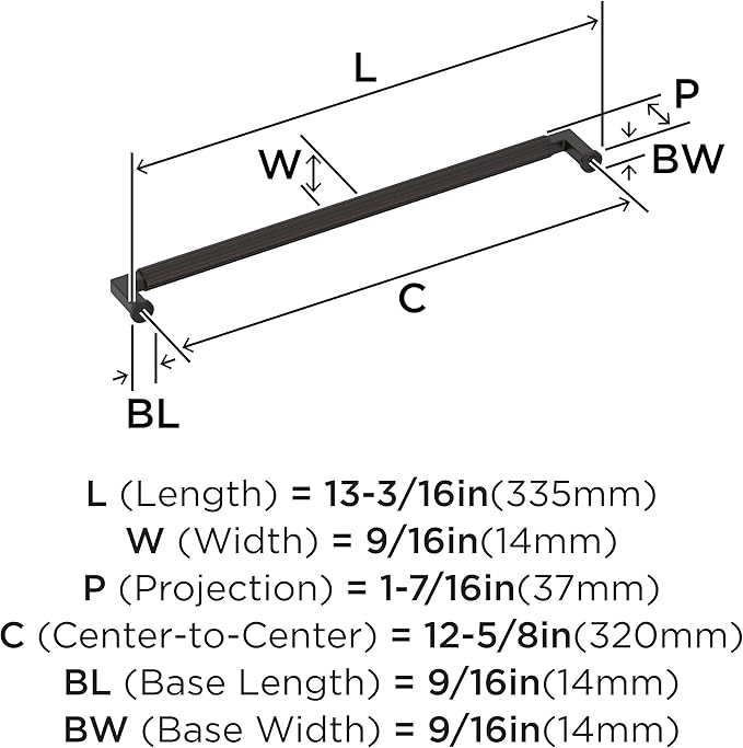 Amerock Ballard 12-5/8 inch (320mm) Center-to-Center Oil-Rubbed Bronze Cabinet Pull, BP37649ORB