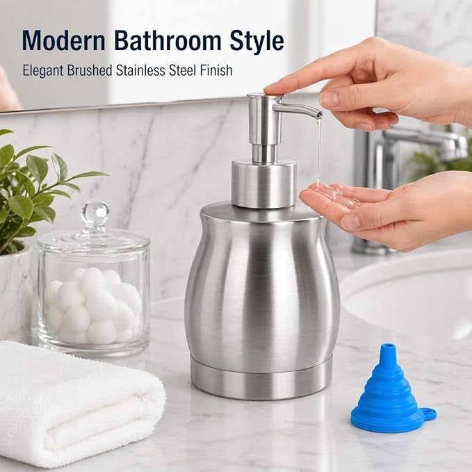 Stainless Steel Countertop Soap Dispenser Liquid Bottle and Pump, Suitable - Image 4