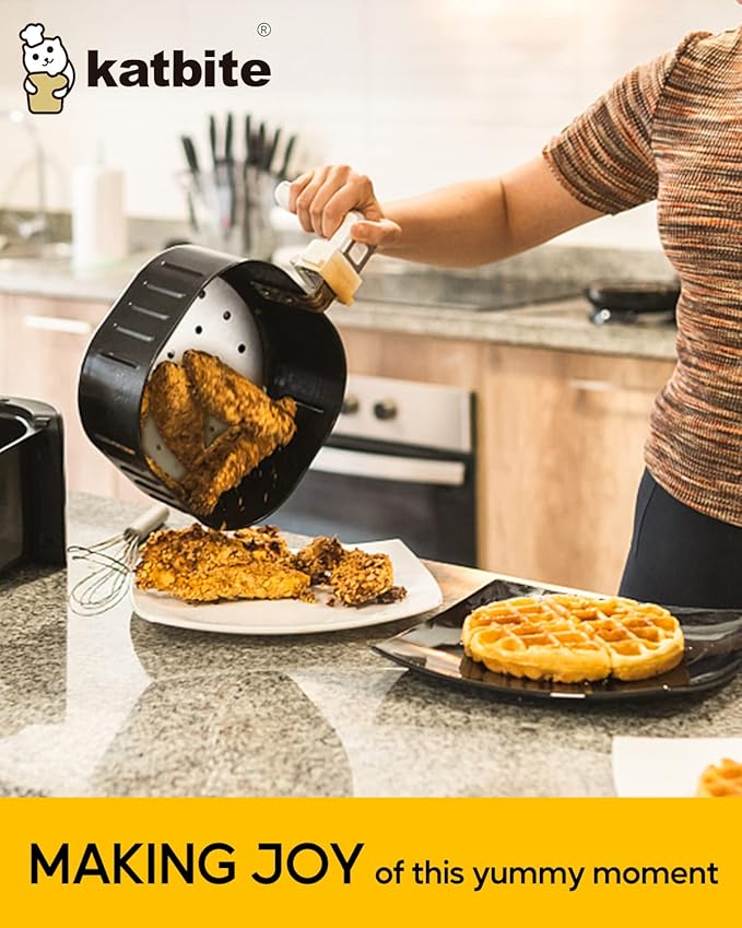 Katbite 9 Inch Air Fryer Liners, 120 Non-Stick Perforated Parchment Papers for Air Fryer, Bamboo Steamer Liners