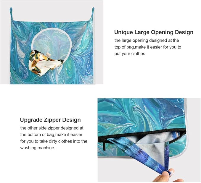 1PC Hanging Laundry Hamper Bag Over the Door Laundry Hamper Wall Hamper Large - Image 4
