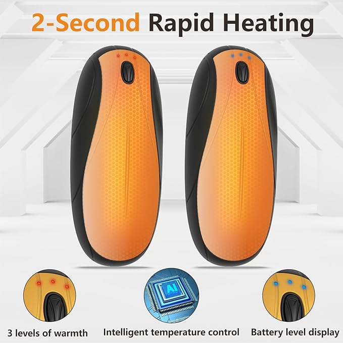 Hand Warmers Rechargeable 2Pack,14000mAh Electric Hand Warmers with Charging Case,Quick Charge Portable Heater,Gifts for Christmas,Winter,Outdoor,Camping,Hunting Accessories