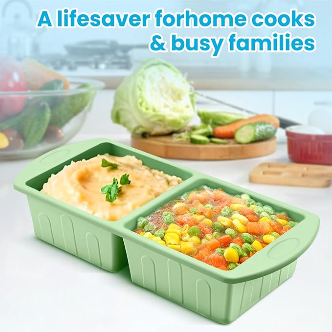 2 Pack Silicone Freezer Trays With Lid For Easy Storage Silicone Soup Freezer Molds 2 Cup ，Perfect For ice cube tray Freezing Broth Sauces Store Leftovers , Leakproof, Easy Release Dishwasher Safe