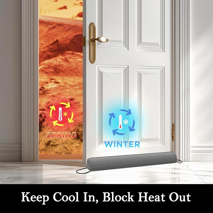 Sunolga Door Draft Stopper, Removable Washable Cover, Blocks Hot and Cold Air - Image 7