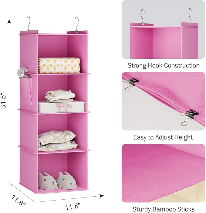 YOUDENOVA Hanging Closet Organizer and Storage, Light Pink | Locker/RV/Camper - Image 3