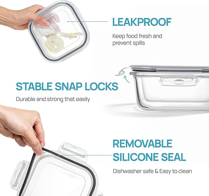 Vtopmart 5Pack 27oz Glass Food Storage Containers - Image 6