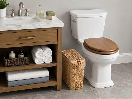 Coeusy 3 Gallon Wicker Trash Can, Small Bathroom Trash Can - Image 2