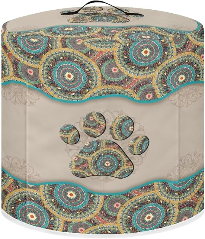 Xoenoiee Boho Mandala Dog Paw Print Kitchen Appliance Dust Cover with Pockets, Electric Pressure Cooker Cover Compatible with Rice Cooker Cover Air Fryer Cover, for 3 Quart