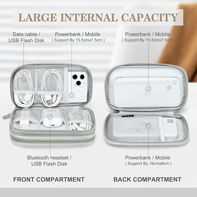 FYY Electronic Organizer, Travel Tech Pouch Bag, Cable Organizer Khaki | Wrist - Image 3