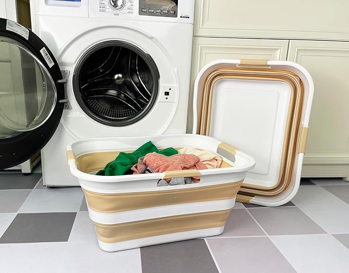 SAMMART 42 Collapsible Plastic Laundry Basket, Foldable Pop Up Storage - Image 2