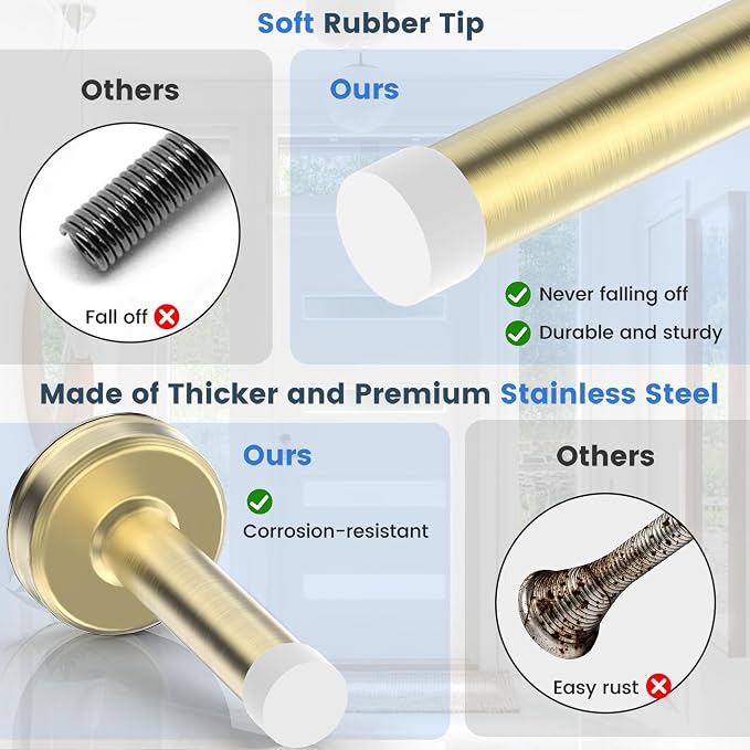 2 Pack Door Stops, Stainless Steel Door Stoppers, No Drilling Door Stops - Image 6