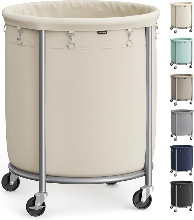 SONGMICS Laundry Basket with Wheels, Steel Frame, Removable Bag by Unknown