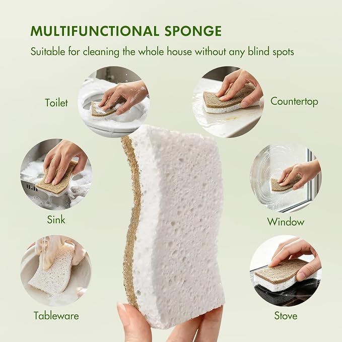 SetSail Natural Kitchen Sponges, 12 Pack Biodegradable Dish Sponges | Non - Image 5
