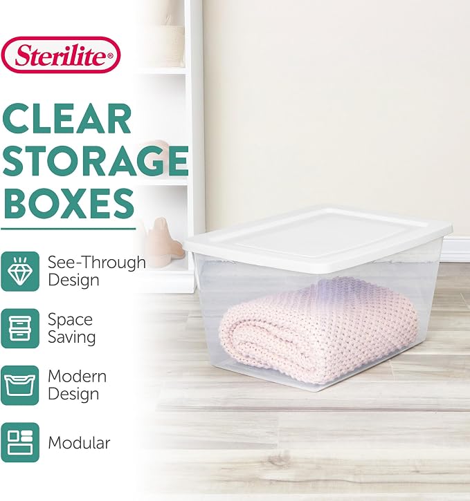 Sterilite Clear Storage Box Stackable Tote, 58 Quart - Image 2