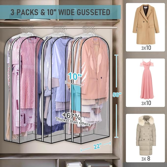 MISSLO 10" Gusseted All Clear Garment Bags - Image 2