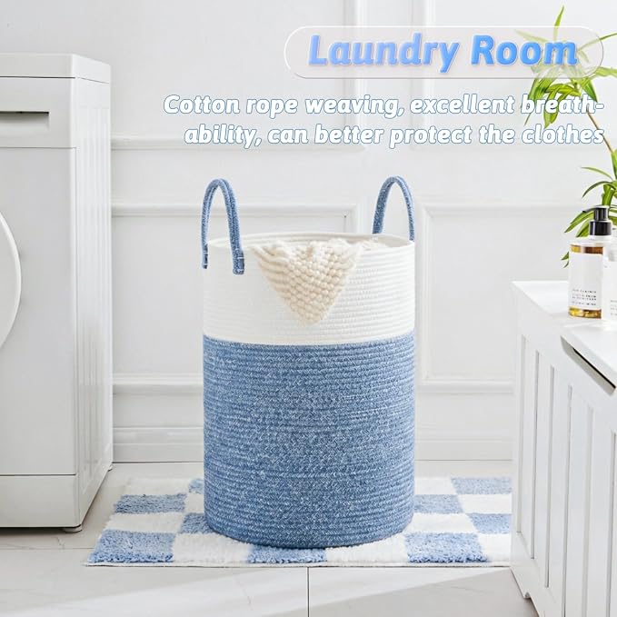 Laundry Basket, Woven Cotton Rope Laundry Hamper, 60L - Image 4