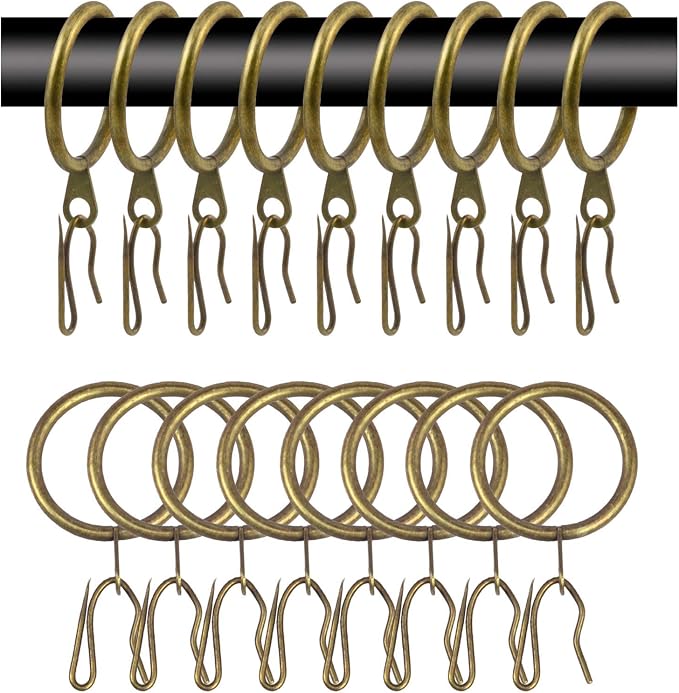 40 Pcs Metal Curtain Rings & Hooks - 30 mm Internal Diameter Decorative Curtain by WISION