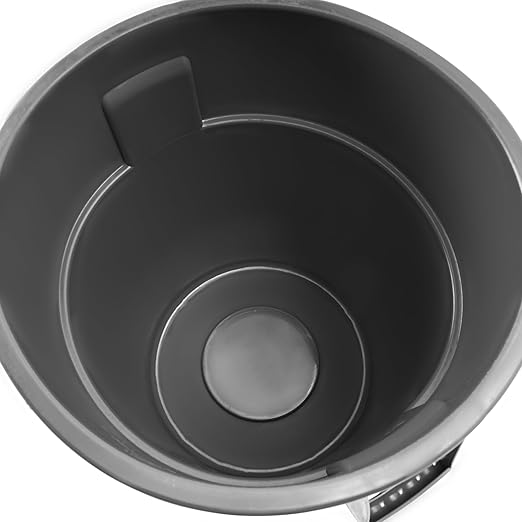 PRO&Family Commercial Round Trash Can, Ingredient Bin, Heavy-Duty Plastic, Anti-Static, Kitchen, Office, Outdoor Use (Gray, 55 Gallon)