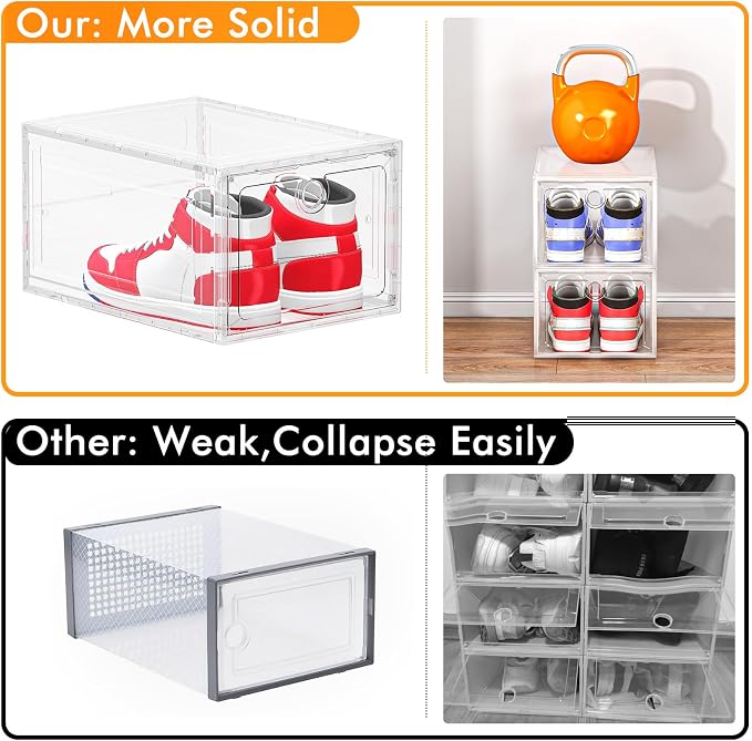 ARSTPEOE 12-Pack Shoe Storage Boxes Clear Magnetic Stackable - Image 4