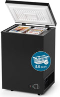 5.0 Cu.Ft Chest Deep Freezer with 2 Removable Baskets, Energy Efficient (0.41kWh/24H), <40dB Ultra-Quiet, 6 Temp Control, Manual Defrost, Free Standing Top Open Door for Home Garage Basement, Black