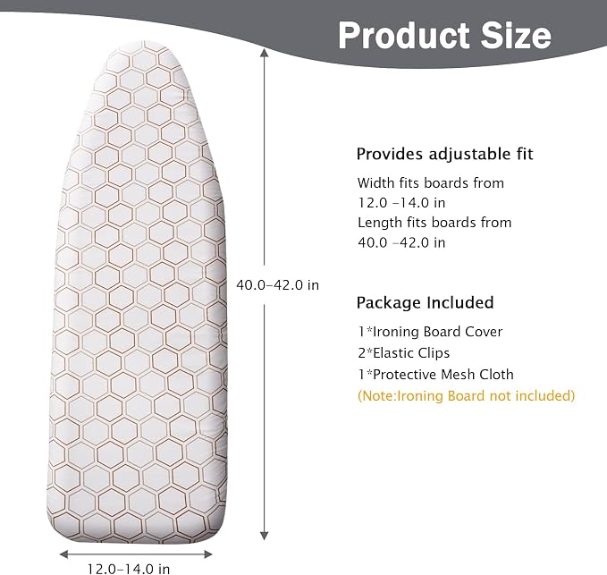 SheeChung 14"x42" Over The Door Ironing Board Cover and Pad, Heat Resistance - Image 2