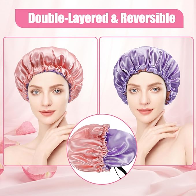 2PCS Kids Satin Bonnet,Silk Sleeping Bonnet,Adjustable Hair Bonnet for Kid,Reversible Double Layer Children Night Cap