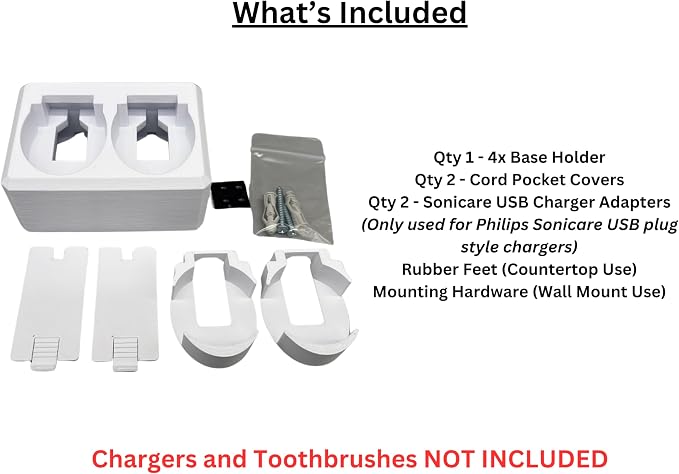 2 Slot Family Electric Toothbrush Charger Holder and Bathroom Organizer - Image 6