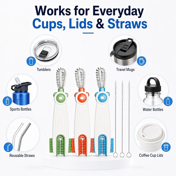 3-in-1 Cup Lid Gap Cleaning Brush Set - Image 6