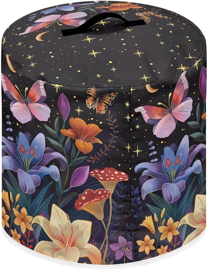 Air Fryer Cover Dust Cover, Machine Washable Appliance Covers for 6 Quart Air Fryer & Pressure Cooker Kitchen Appliance Accessories with Pockets, Butterfly Flower