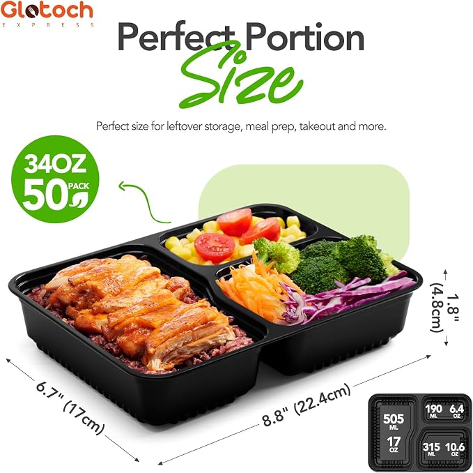 Glotoch 3-Compartment Meal Prep Containers - Image 3