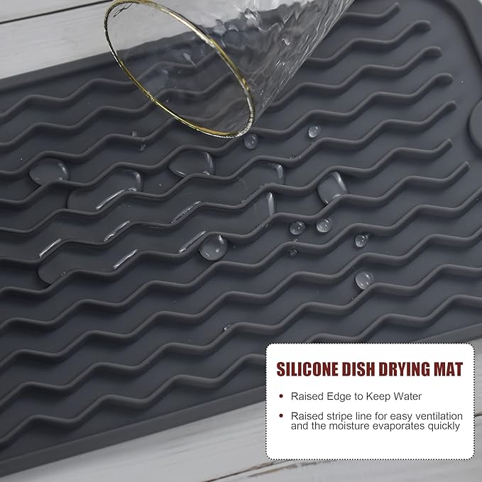 Silicone Dish Drying Mat, Non-Slip Easy Clean Sink Mat, Large Heat-resistant - Image 4