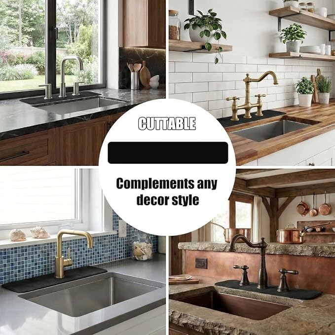 Customizable Kitchen Sink Faucet Mat: 24" Lx4 W Absorbent Splash Guard | 2PCS - Image 4