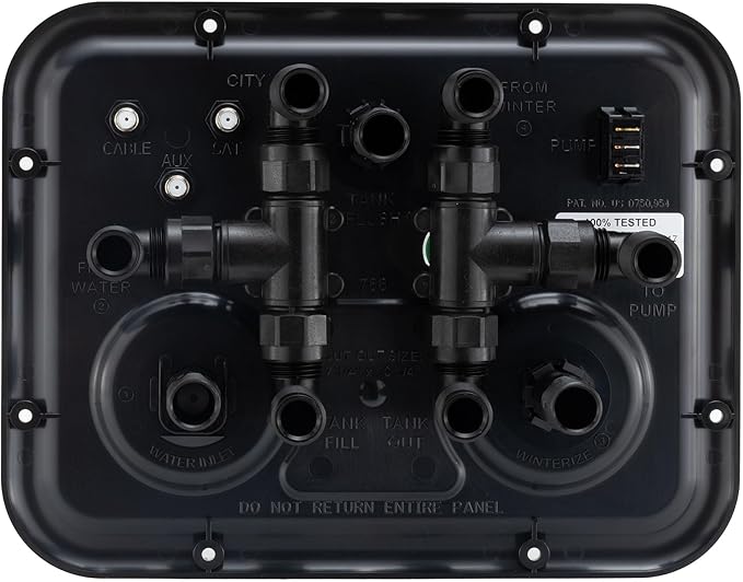 RecPro RV Water Management Panel | Nautilus P2.5 | 7-Function City-Water Fill | Made in America (Black, Include Install Kit)