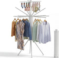 RFOUO Foldable Clothes Drying Rack Aluminum 4 Legs 16 Rods Double Layer | by RFOUO