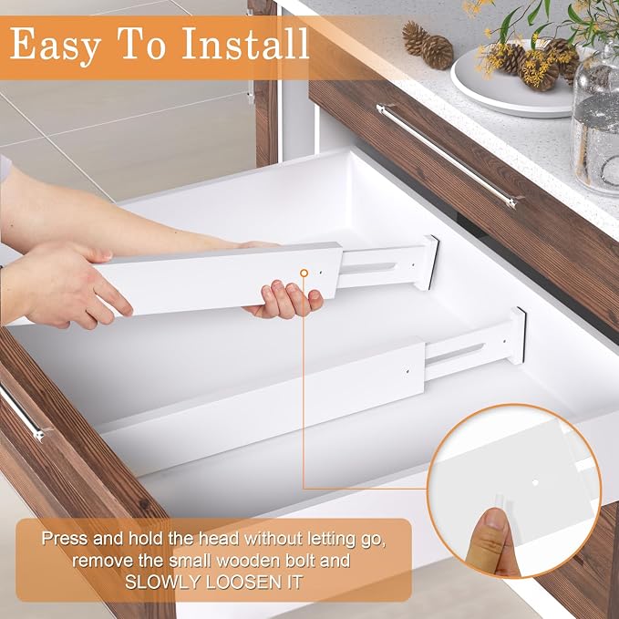 Bamboo Drawer Dividers, Adjustable Drawer Organizers, Fits 17.6–21" Drawers | - Image 6