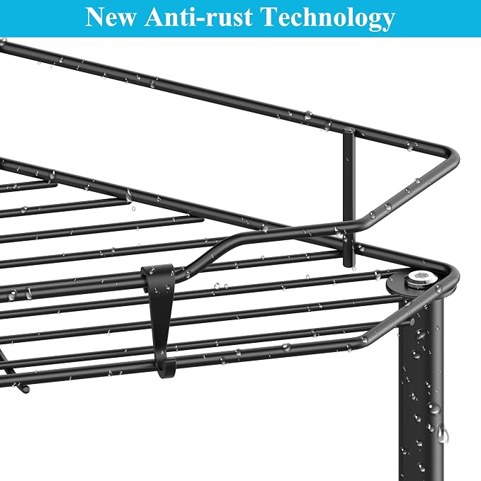 HuggieGems Metal Floor Standing Corner Shower Caddy, Matt Black, 5 Tier - Image 3