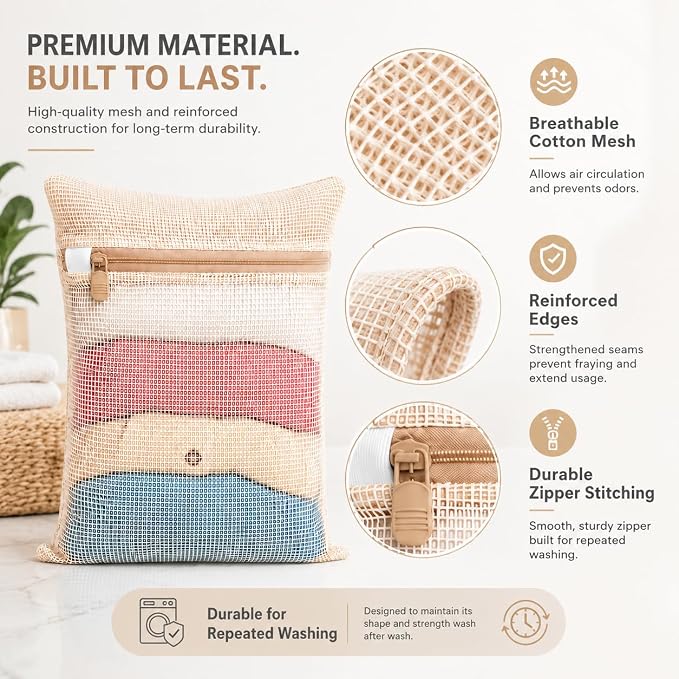 3-piece set extra-large 20×23.6 inch durable organic cotton mesh laundry bags - Image 4