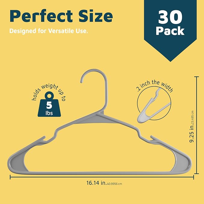 Lifemaster Plastic Clothes Hangers – Heavy Duty Hanger Set, - Image 2