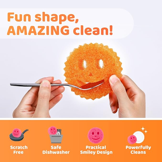 Treeroot 8 Pack Colorful Smile Scrub Sponges, Temperature Controlled - Image 2
